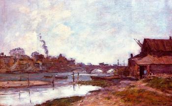 尤金 佈丹 Bridge on the River Touques at Deauville